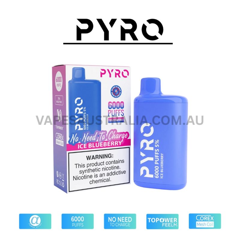 PYRO Vape 6000 Puffs 5% Ice Blueberry