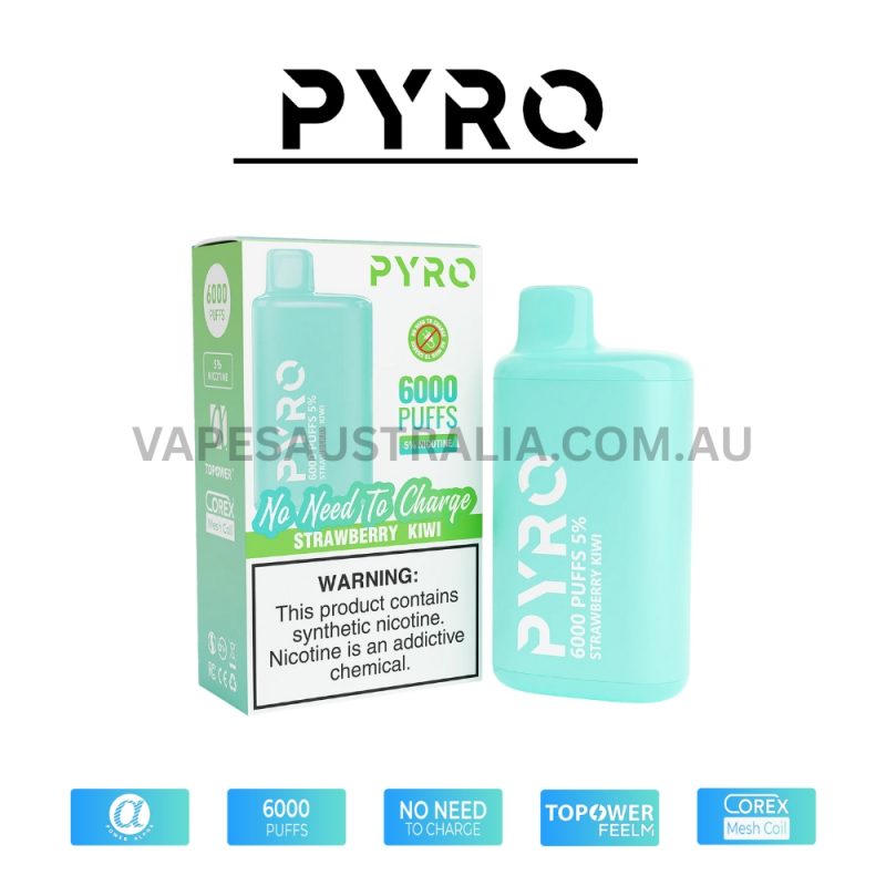 PYRO Vape 6000 Puffs 5% Strawberry Kiwi