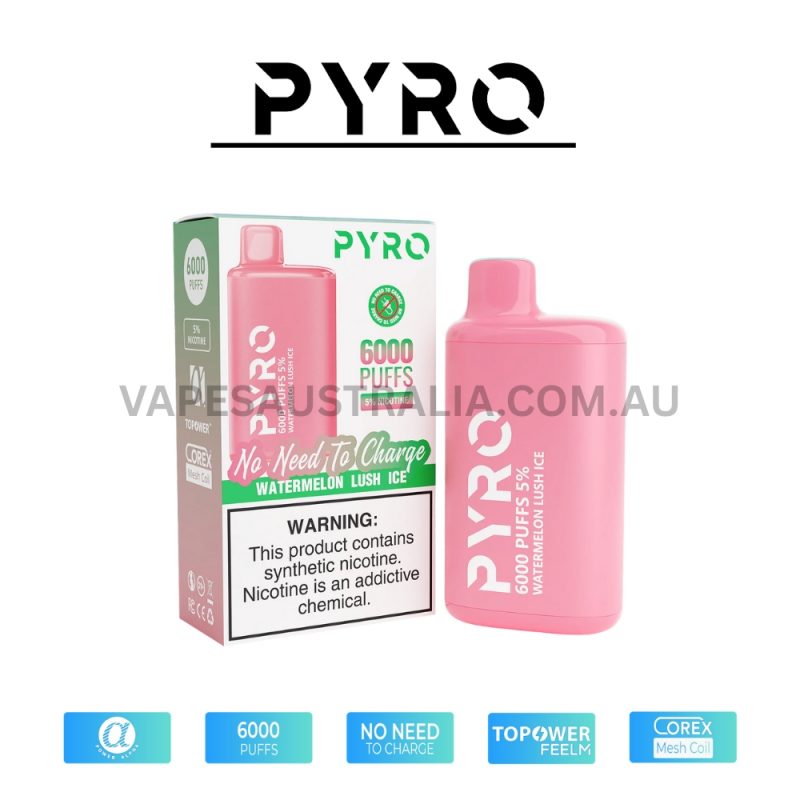 PYRO Vape 6000 Puffs 5% Watermelon Lush Ice